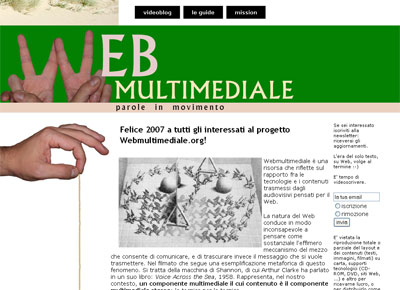 schermata della home della risorsa italiana sul multimedia: webmultimediale.org