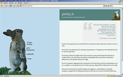 schermata della home page di protty.it